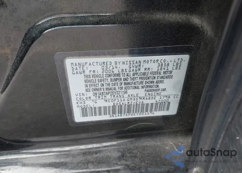 2014 Nissan Sentra Sr z USA, uszkodzony, nr VIN 3N1AB7AP2EY221196